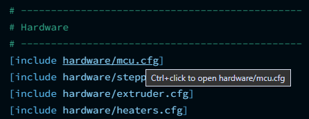 Hovering an include target shows a "Ctrl+click to open" tooltip and underlines the path