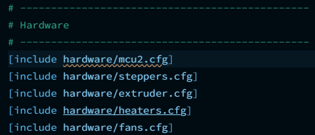 A missing include target is underlined with a wavy line